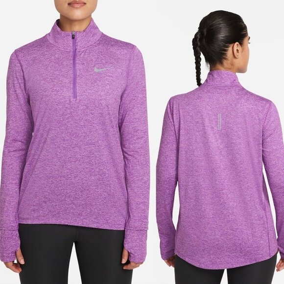 Nike Purple 1/2 Zip Long Sleeve Running Top Size Medium Sweat Wicking Active Top - Picture 1 of 14